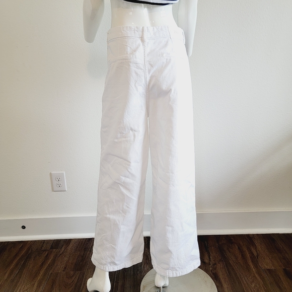 Zara 1975 Crisp White Cropped Ankle-length Denim Jeans Sz US 6 / EU 38 - Picture 11 of 11
